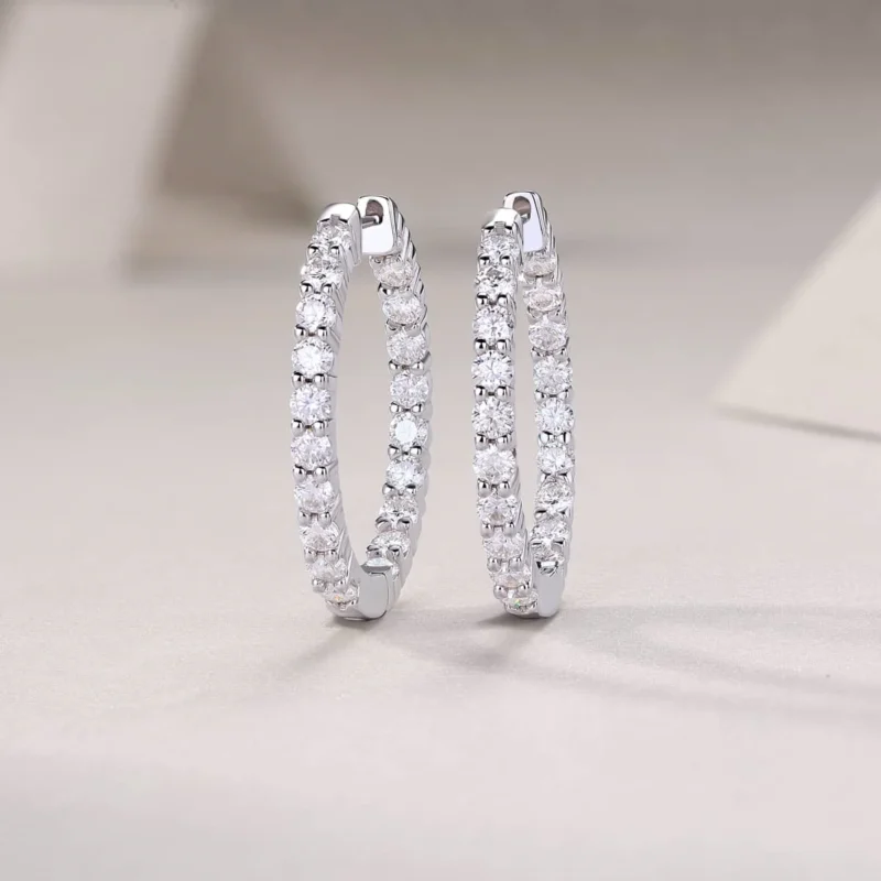 Moissanite Earrings in S925 Sterling Silver Classic Moissanite Design MYE13390 - Image 6