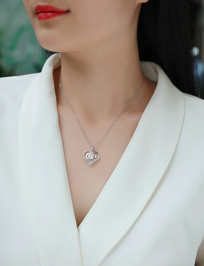 1CT Moissanite Necklace with 5A White Zircon Side Stones in S925 Sterling Silver – MYP13605-6.5 - Image 6
