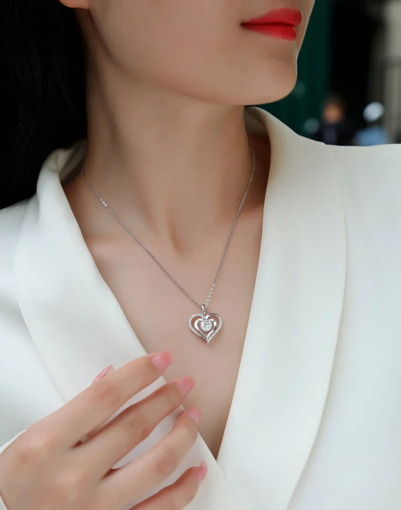 1CT Moissanite Necklace with 5A White Zircon Side Stones in S925 Sterling Silver – MYP13605-6.5 - Image 5