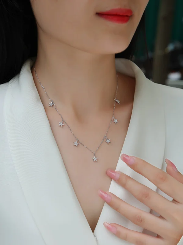 Moissanite Necklace in S925 Sterling Silver – Timeless Moissanite Sparkle – MYN13682  长描述 - Image 5