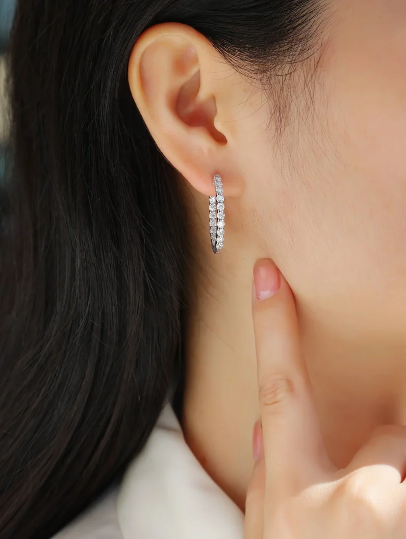 Moissanite Earrings in S925 Sterling Silver Classic Moissanite Design MYE13390 - Image 3