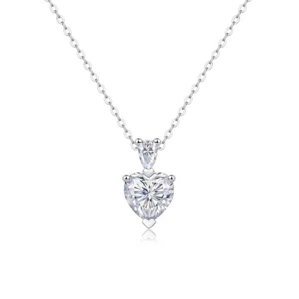 Moissanite Necklace with 5A White Zircon Side Stones in S925 Sterling Silver – MYP13784