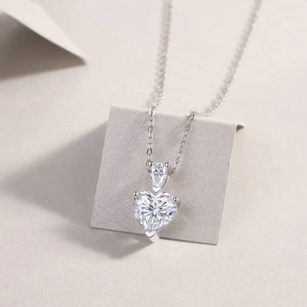 Moissanite Necklace with 5A White Zircon Side Stones in S925 Sterling Silver – MYP13784 - Image 3