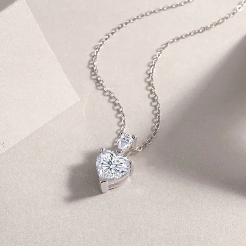 Moissanite Necklace with 5A White Zircon Side Stones in S925 Sterling Silver – MYP13784 - Image 2