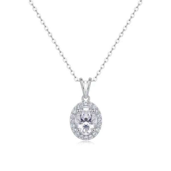 Moissanite Necklace with 5A White Zircon Side Stones in S925 Sterling Silver – MYP13763