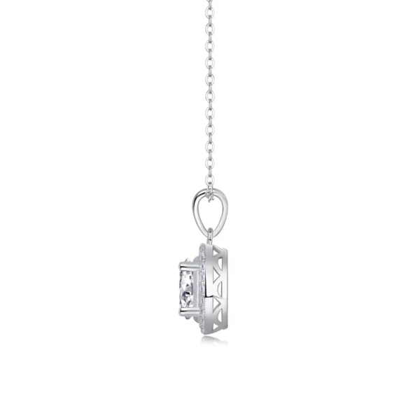 Moissanite Necklace with 5A White Zircon Side Stones in S925 Sterling Silver – MYP13763 - Image 4