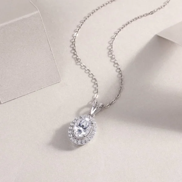 Moissanite Necklace with 5A White Zircon Side Stones in S925 Sterling Silver – MYP13763 - Image 3