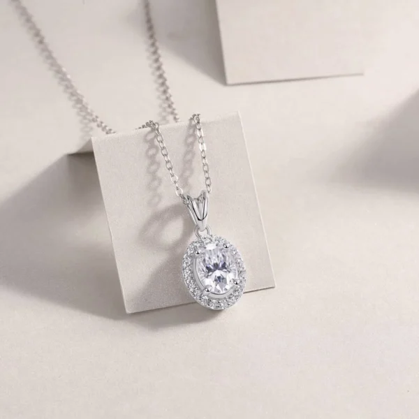 Moissanite Necklace with 5A White Zircon Side Stones in S925 Sterling Silver – MYP13763 - Image 2