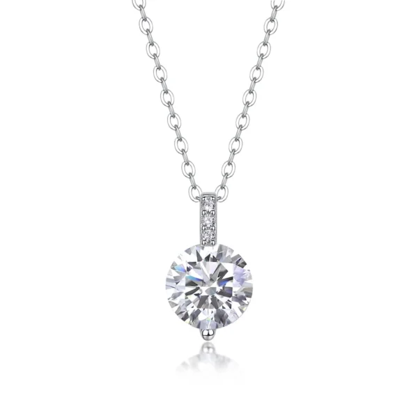 3CT Moissanite Necklace with 5A White Zircon Side Stones in S925 Sterling Silver – MYP13644-9.0