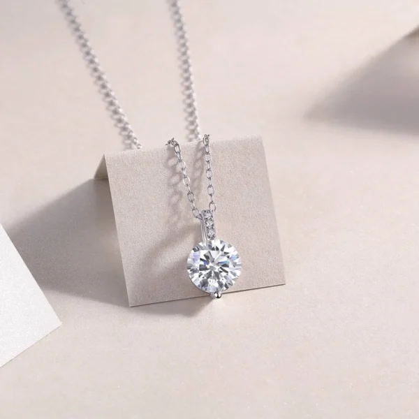 3CT Moissanite Necklace with 5A White Zircon Side Stones in S925 Sterling Silver – MYP13644-9.0 - Image 3