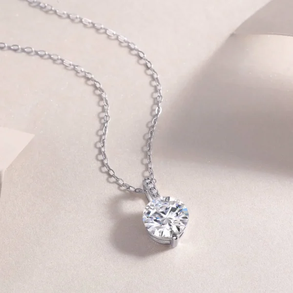 3CT Moissanite Necklace with 5A White Zircon Side Stones in S925 Sterling Silver – MYP13644-9.0 - Image 2