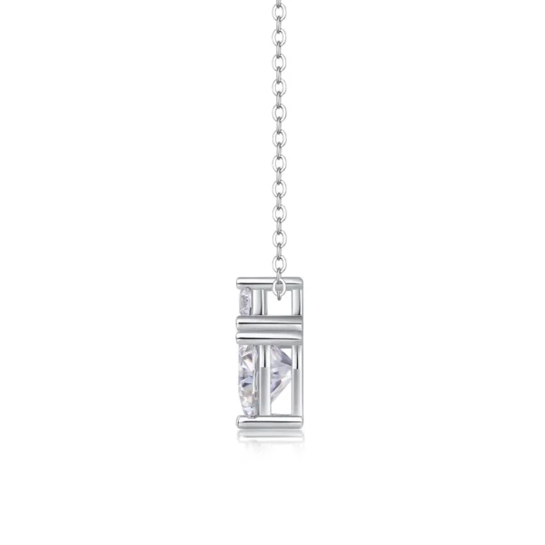 Moissanite Necklace with 5A White Zircon Side Stones in S925 Sterling Silver – MYP13783 - Image 4