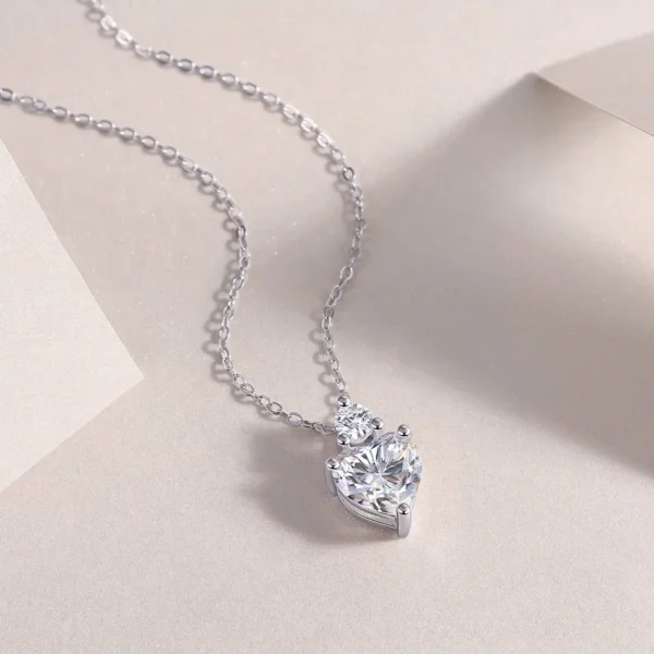 Moissanite Necklace with 5A White Zircon Side Stones in S925 Sterling Silver – MYP13783 - Image 3