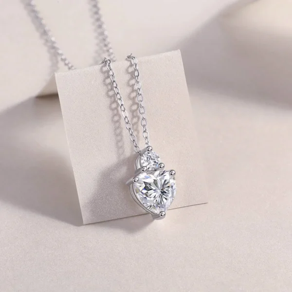 Moissanite Necklace with 5A White Zircon Side Stones in S925 Sterling Silver – MYP13783 - Image 2