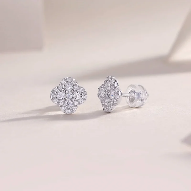 Moissanite Earrings in S925 Sterling Silver Sparkling Moissanite Design MYE13478 - Image 4