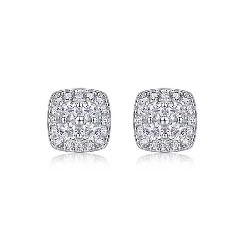 Moissanite Earrings in S925 Sterling Silver Classic Design with Moissanite MYE13482 - Image 2