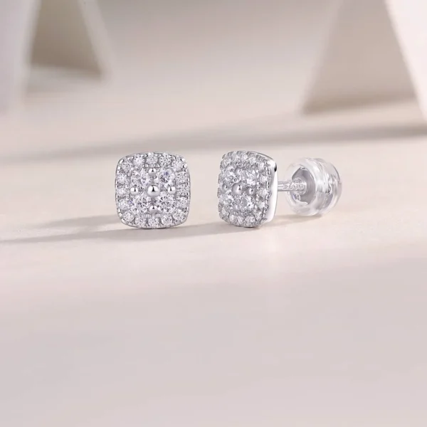 Moissanite Earrings in S925 Sterling Silver Classic Design with Moissanite MYE13482 - Image 4