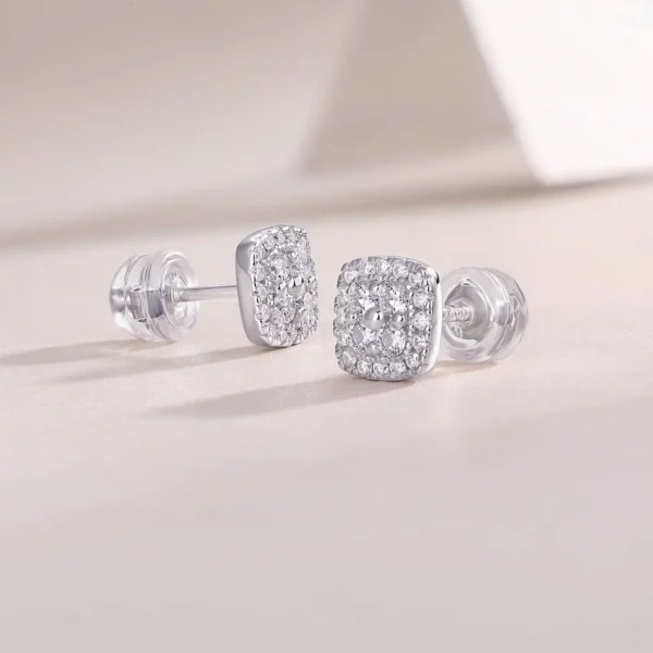 Moissanite Earrings in S925 Sterling Silver Classic Design with Moissanite MYE13482 - Image 3