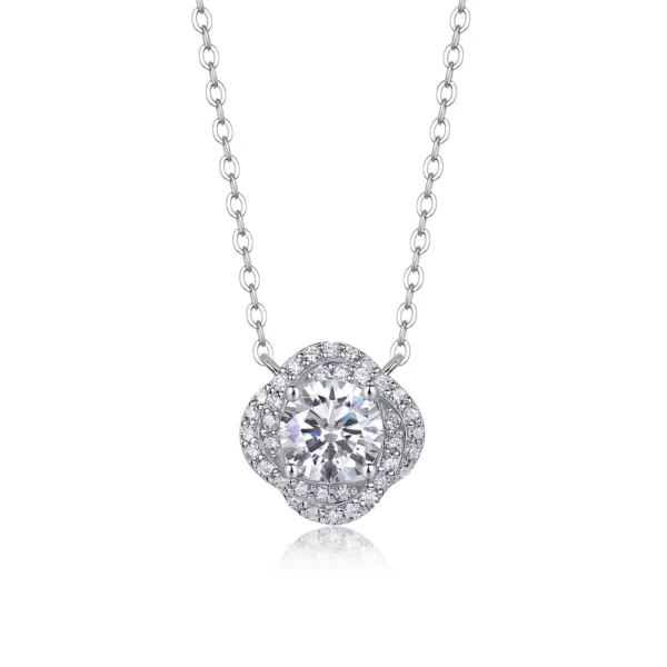 Moissanite Necklace with 5A White Zircon Side Stones in S925 Sterling Silver – MYN13649-6.5