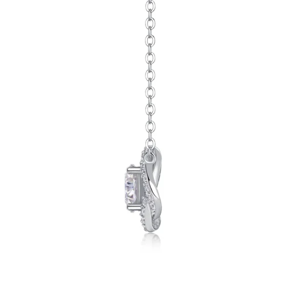 Moissanite Necklace with 5A White Zircon Side Stones in S925 Sterling Silver – MYN13649-6.5 - Image 4