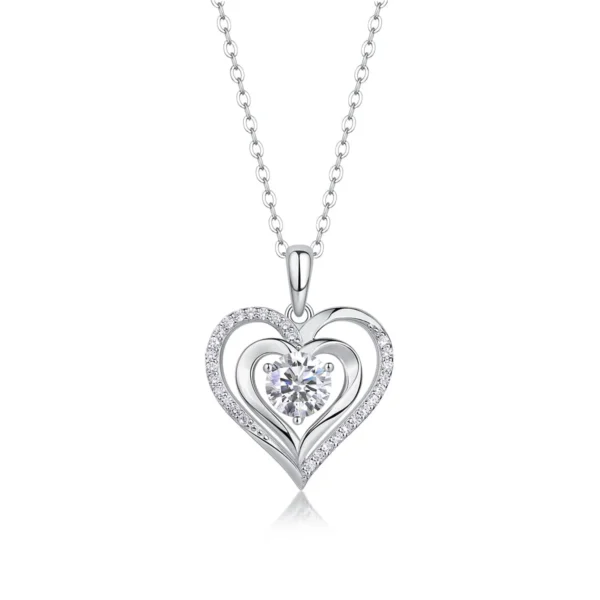 1CT Moissanite Necklace with 5A White Zircon Side Stones in S925 Sterling Silver – MYP13605-6.5