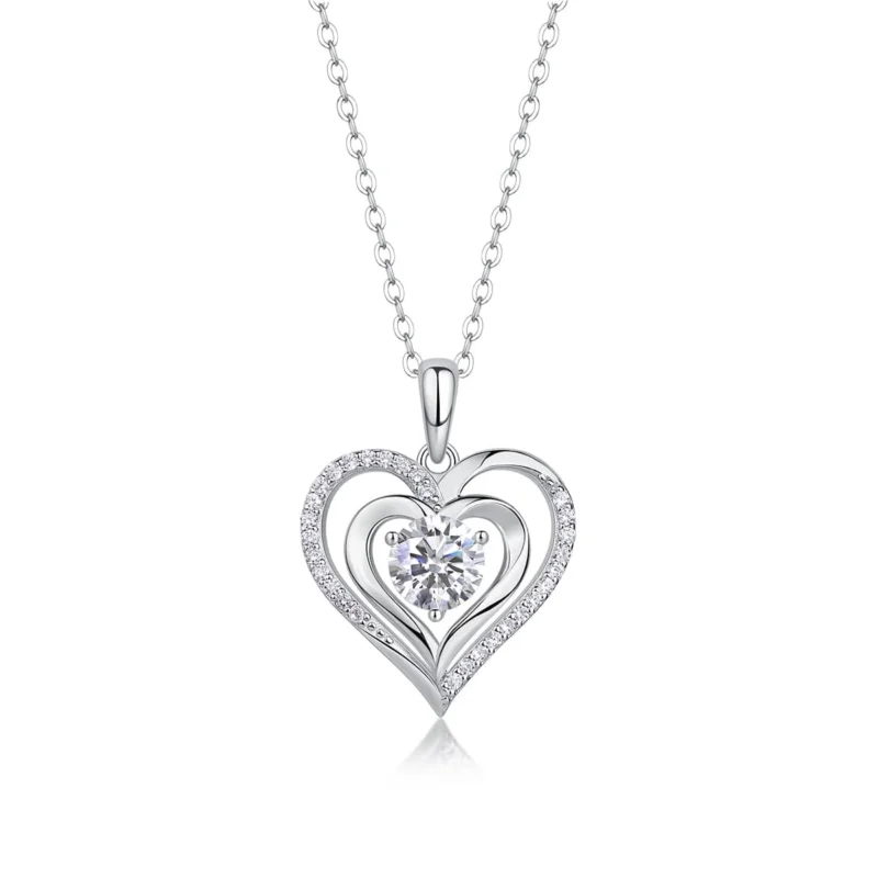 1CT Moissanite Necklace with 5A White Zircon Side Stones in S925 Sterling Silver – MYP13605-6.5