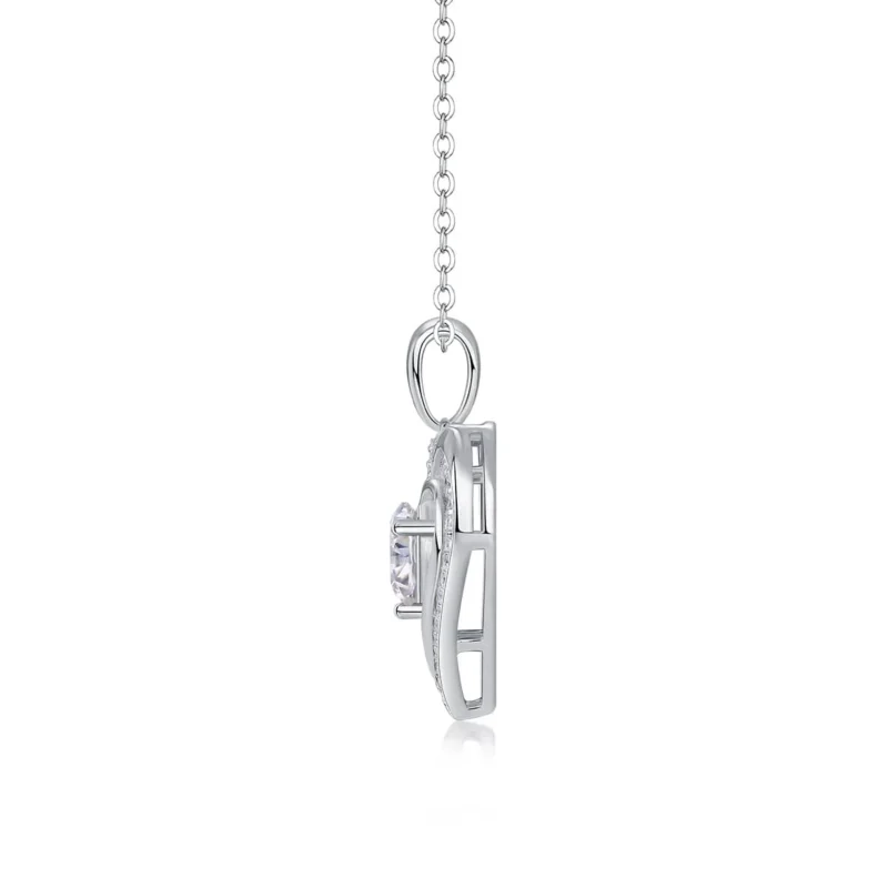 1CT Moissanite Necklace with 5A White Zircon Side Stones in S925 Sterling Silver – MYP13605-6.5 - Image 4
