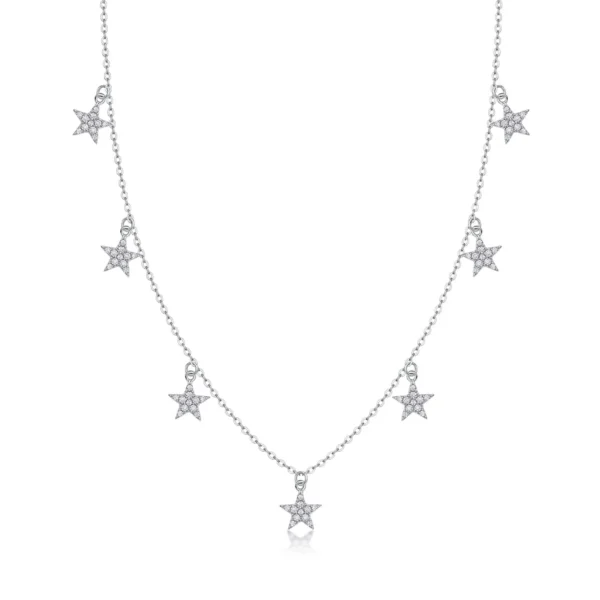 Moissanite Necklace in S925 Sterling Silver – Timeless Moissanite Sparkle – MYN13682  长描述