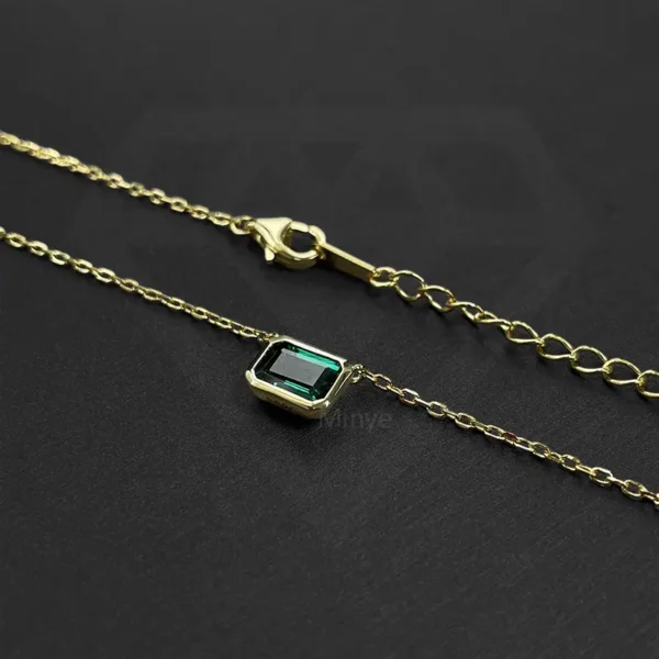 Lab Grown Emerald 925 Silver Necklace
