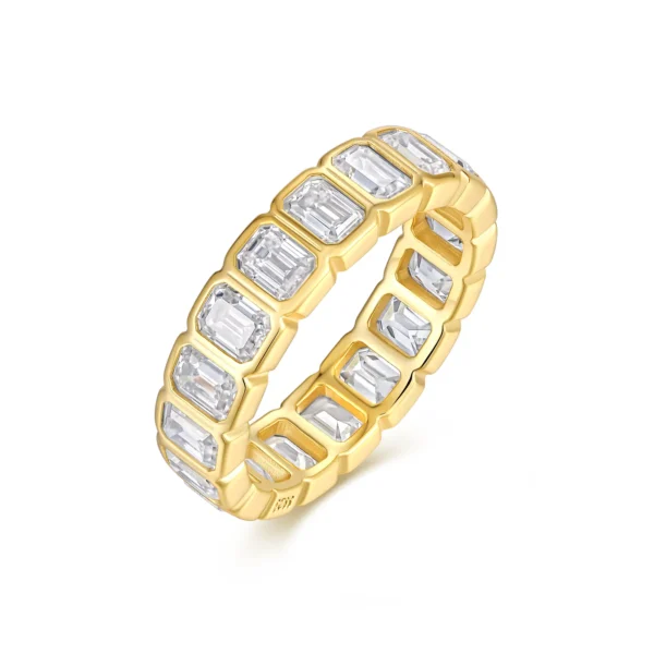 Emerald Cut Eternity Moissanite Gold Plating Band