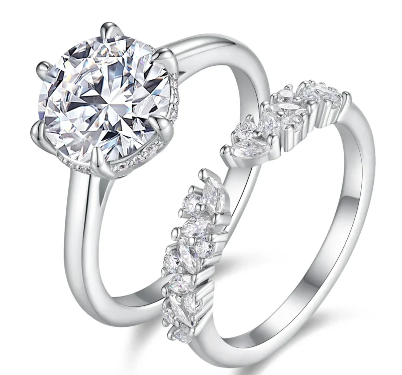 3ct Silver Moissanite Diamond Ring