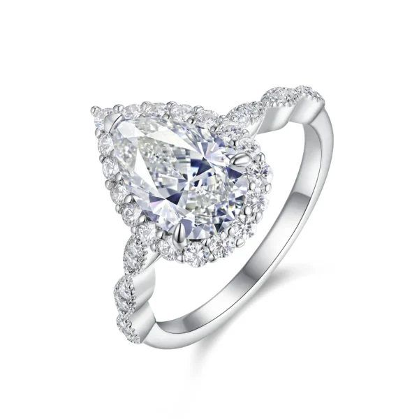 Entwined Halo Pear Shaped Moissanite Ring