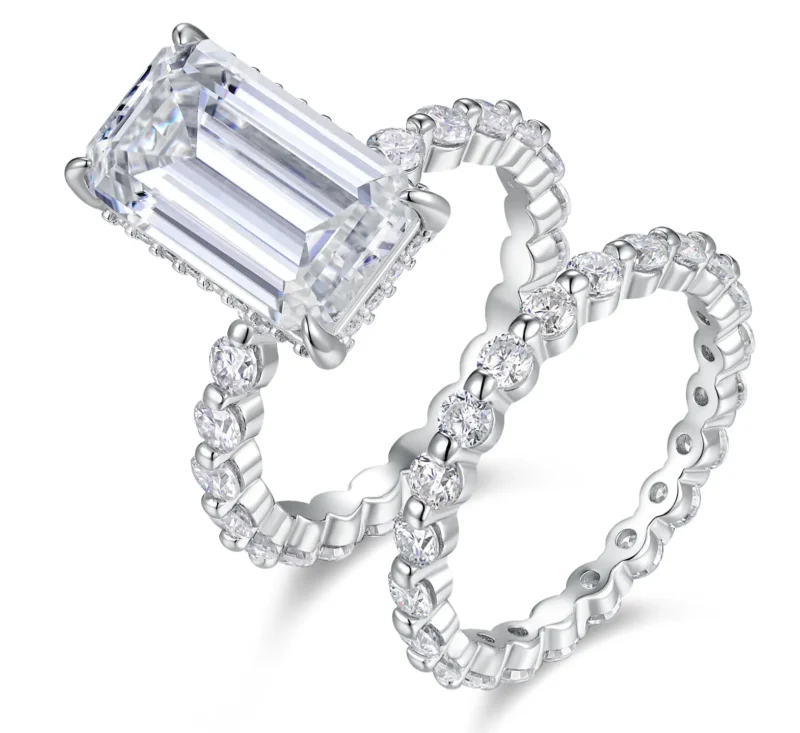S925 Silver Rect Moissanite Ring