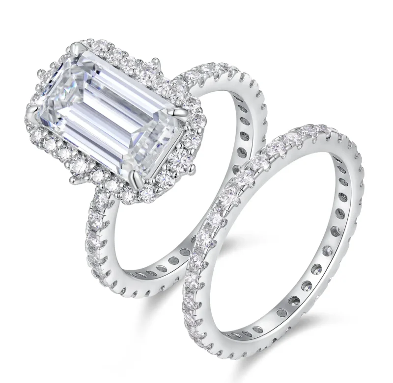Silver Iced Out Moissanite Diamond Ring