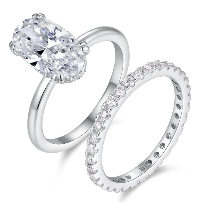 Silver Lumina Oval Moissanite Ring