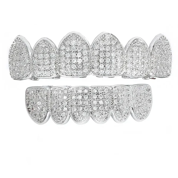 6 on 6 VVS Moissanite Silver Grillz