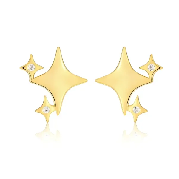 Sparkle Star Moissanite Gold Plated Silver Stud Earring