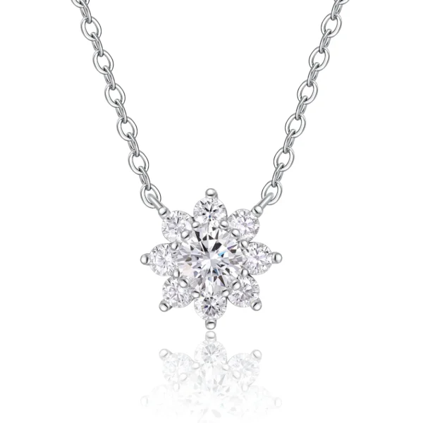 Flower Cluster 0.5ct Round Cut Moissanite Pendant Necklace