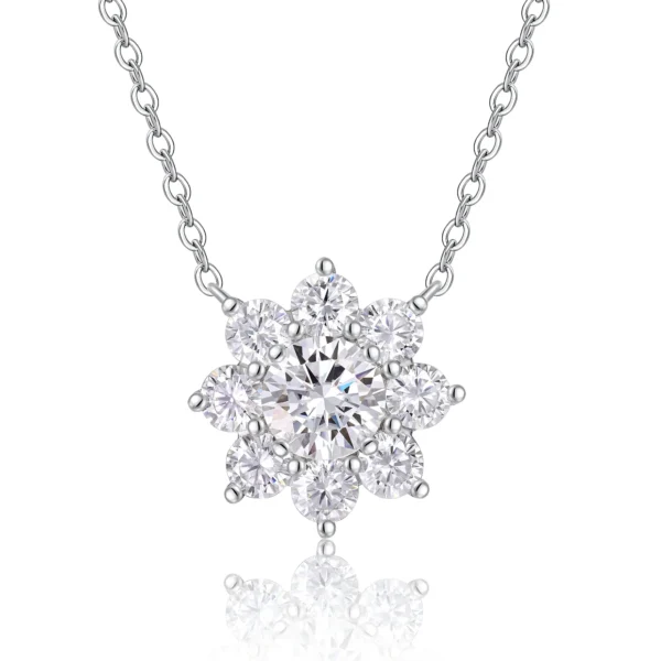 Flower Cluster 1ct Round Cut Moissanite Pendant Necklace