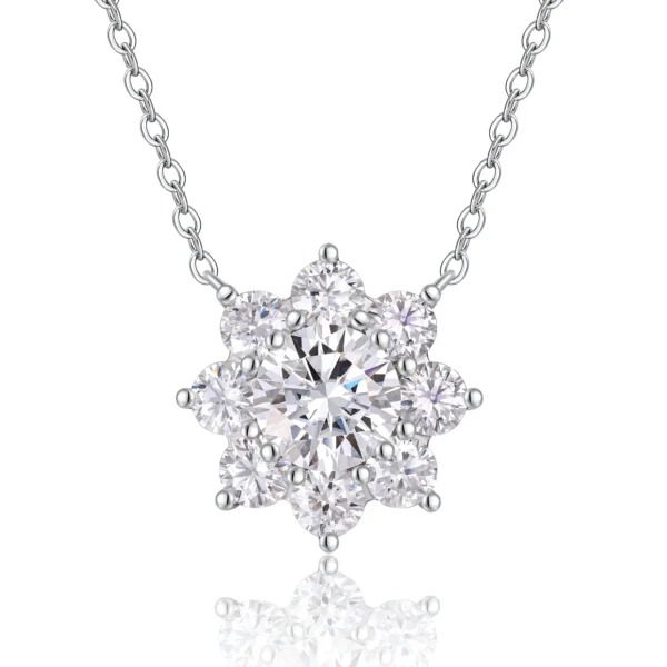Flower Cluster 2ctw Moissanite Silver Pendant Necklace