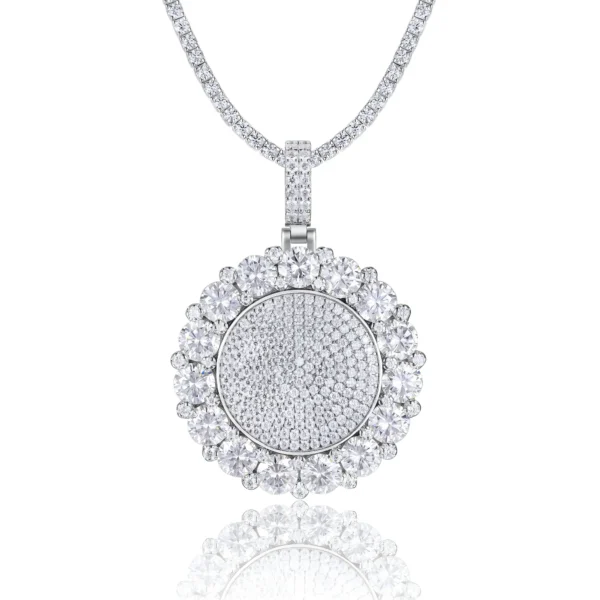 Iced Out Micropavé & Halo Cluster Moissanite Medallion with Tennis Chain