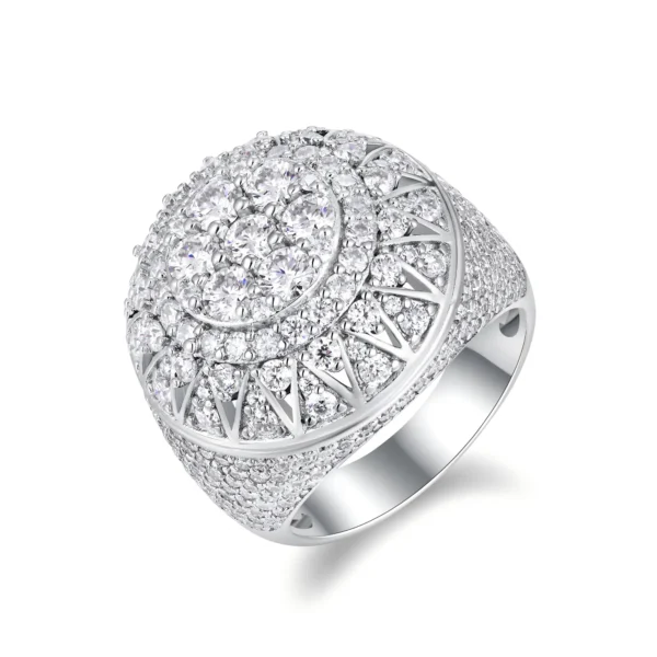 Iced Out Sunburst Cluster Moissanite Hip Hop Statement Ring