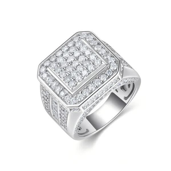 Iced Out Geometric Cluster Moissanite Hip Hop Statement Ring