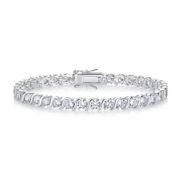 'S' Link Round Cut Moissanite Tennis Bracelet