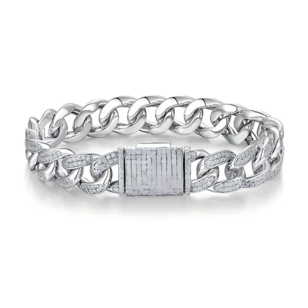 Half-Iced Cuban Link Moissanite Bracelet