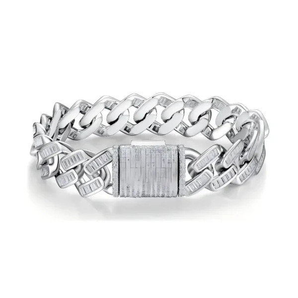 Baguette and Round Pavé Iced Out Moissanite Bracelet
