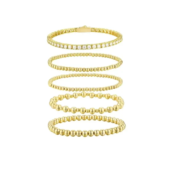 5-Piece Gold Plated Layering Bracelet Set