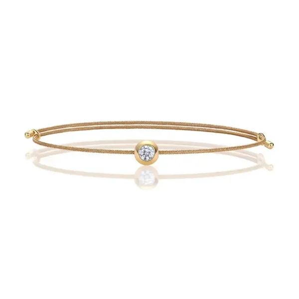 Gold Plated Bezel Set Round Moissanite Cable Bracelet
