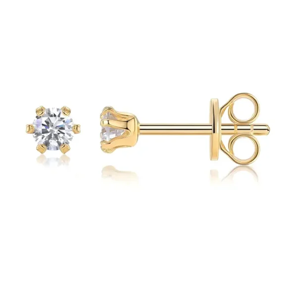 Classic Six-Prong Round Cut Moissanite Solitaire Stud Earrings
