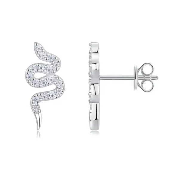 Full Pavé Round Cut Moissanite Winding Snake Stud Earrings